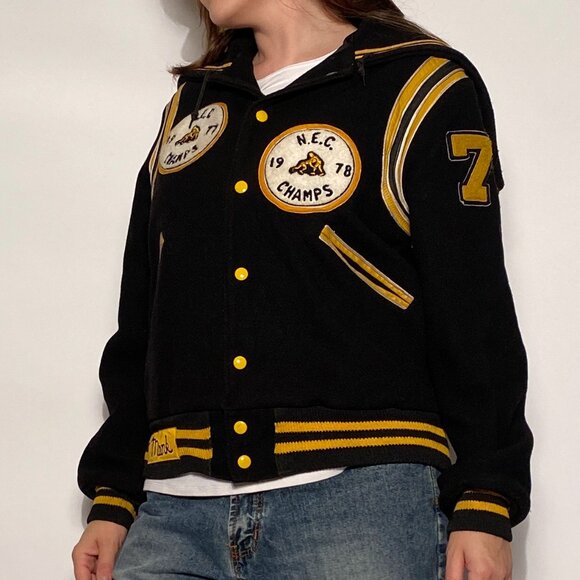 Vintage 1979 High School Varsity Jacket with NAUTICAL Sailor Hood Flap! Medium - Picture 5 of 16